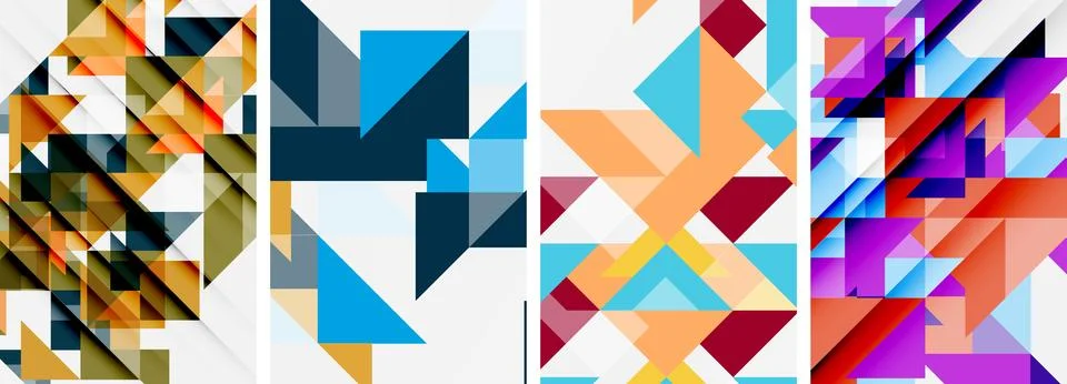 Set of abstract random triangle composition backgrounds. Vector illustration for Stock Illustration