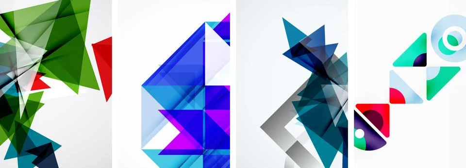 Set of abstract random triangle composition backgrounds. Vector illustration for Illustrazione stock