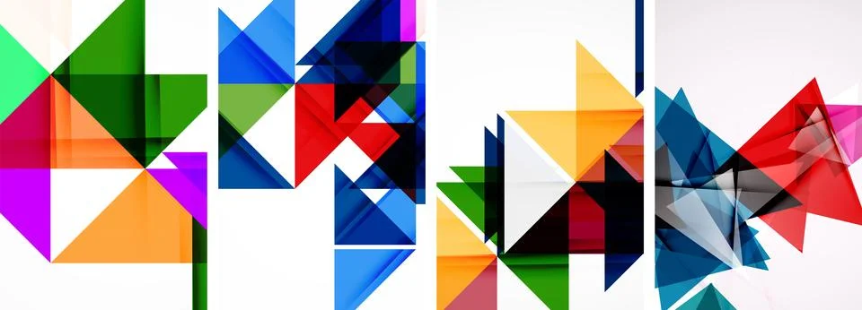 Set of abstract random triangle composition backgrounds. Vector illustration for イラスト素材