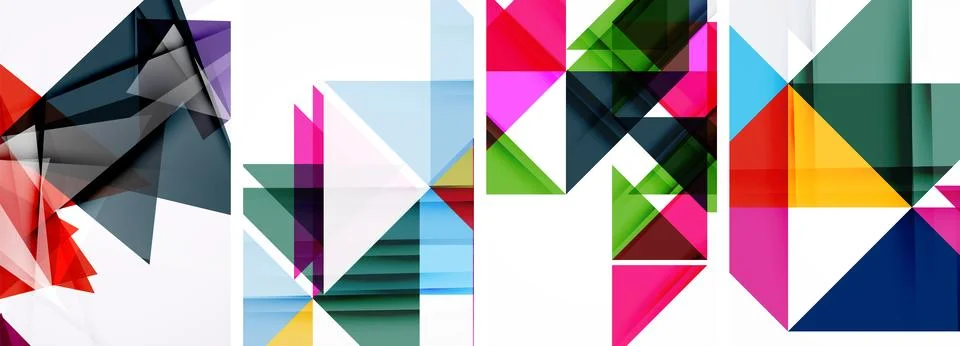 Set of abstract random triangle composition backgrounds. Vector illustration for Illustrazione stock