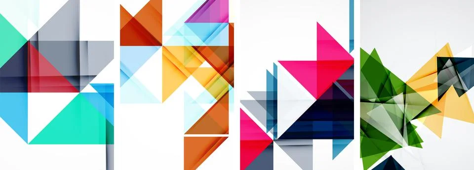 Set of abstract random triangle composition backgrounds. Vector illustration for Illustrazione stock