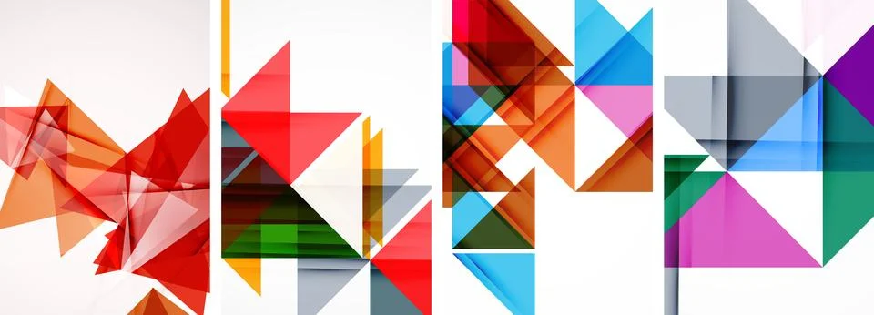 Set of abstract random triangle composition backgrounds. Vector illustration for Illustrazione stock