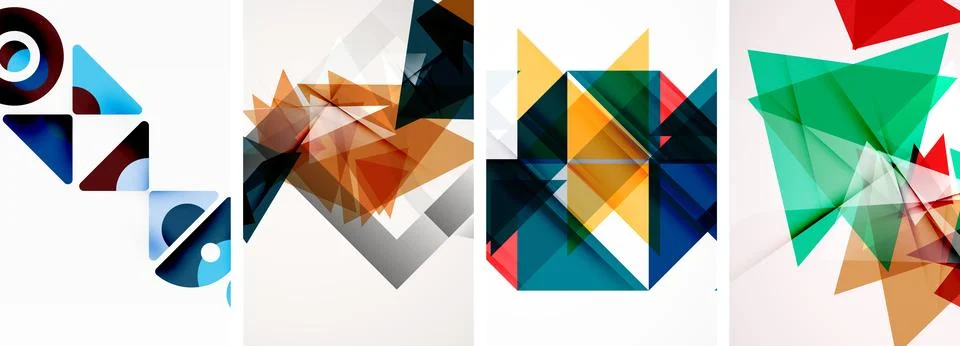 Set of abstract random triangle composition backgrounds. Vector illustration for Stock Illustration