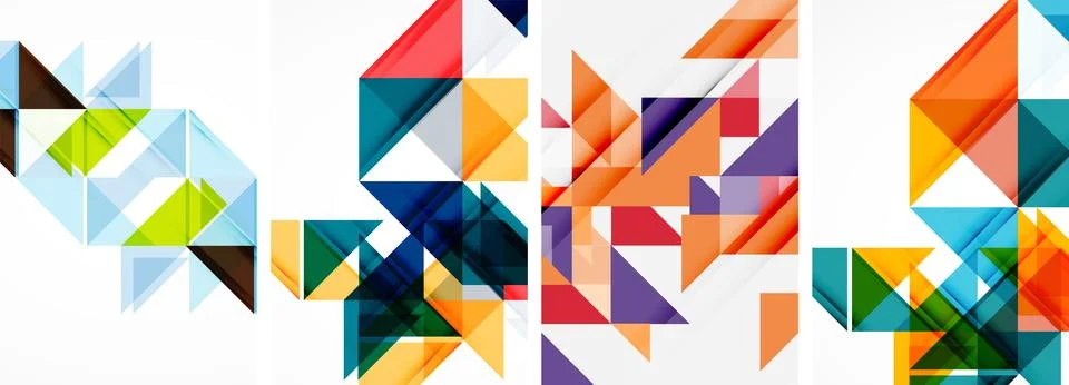 Set of abstract random triangle composition backgrounds. Vector illustration for 库存插图
