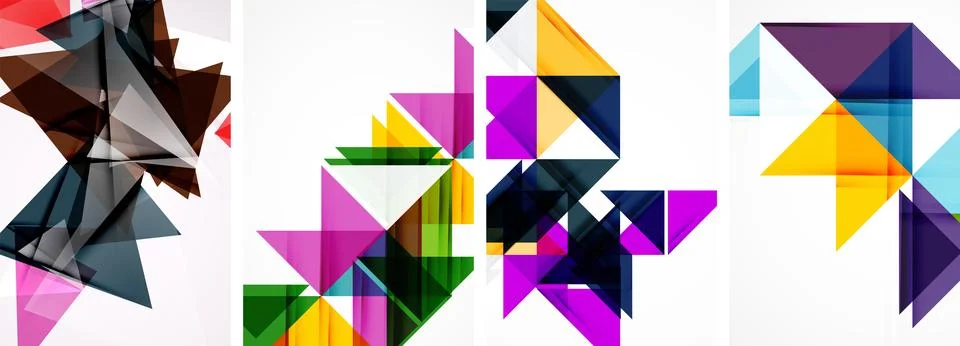 Set of abstract random triangle composition backgrounds. Vector illustration for Illustrazione stock