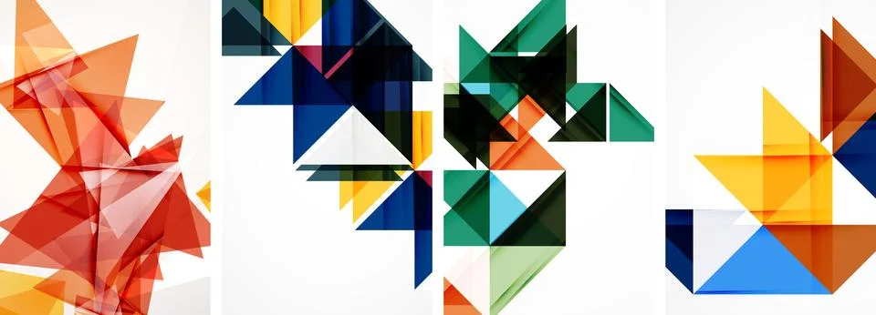 Set of abstract random triangle composition backgrounds. Vector illustration for 스톡 일러스트