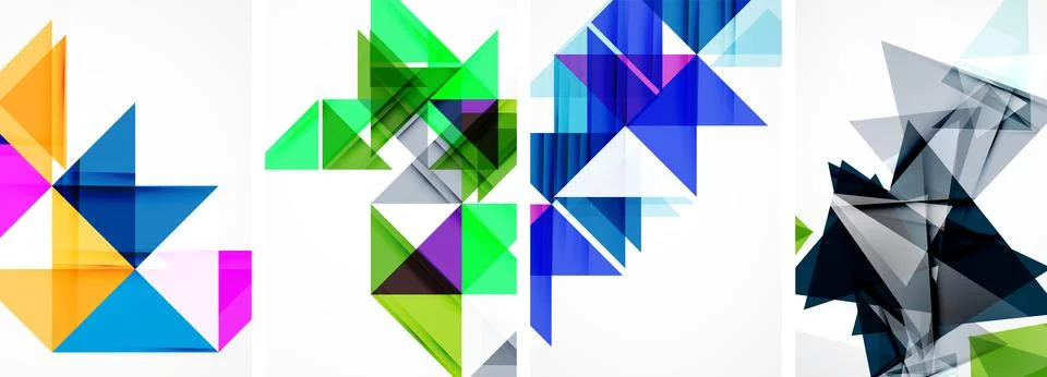 Set of abstract random triangle composition backgrounds. Vector illustration for Illustrazione stock