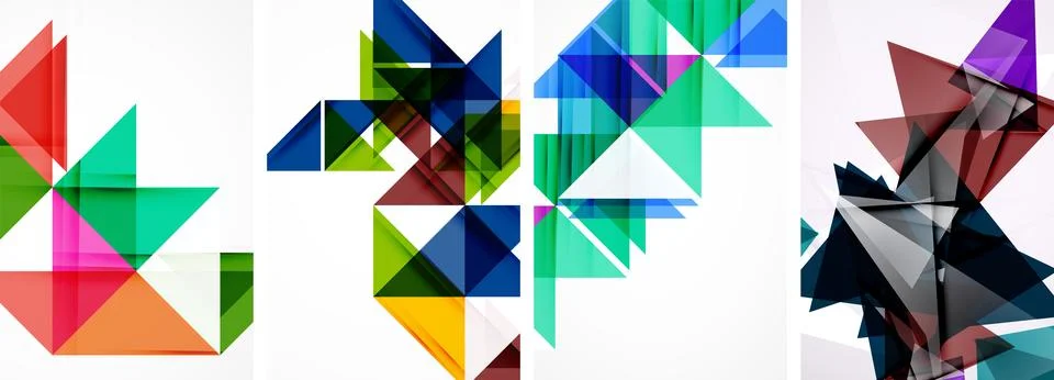Set of abstract random triangle composition backgrounds. Vector illustration for Stock Illustration