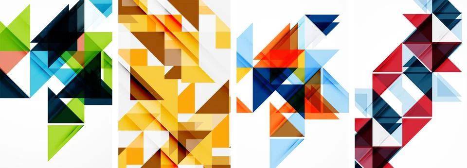 Set of abstract random triangle composition backgrounds. Vector illustration for Illustrazione stock