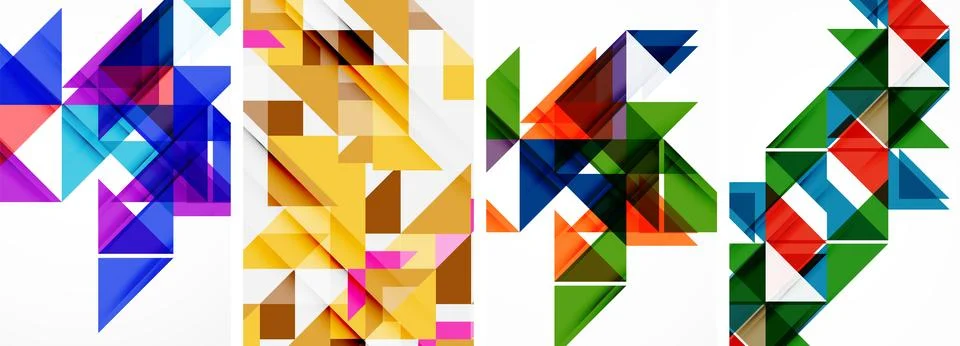 Set of abstract random triangle composition backgrounds. Vector illustration for Stock Illustration