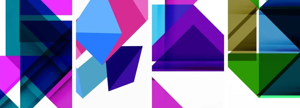 Set of abstract random triangle composition backgrounds. Vector illustration for Stock Illustration