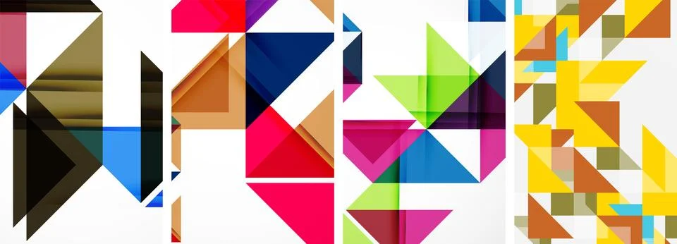 Set of abstract random triangle composition backgrounds. Vector illustration for Illustrazione stock