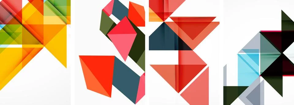 Set of abstract random triangle composition backgrounds. Vector illustration for Stock Illustration
