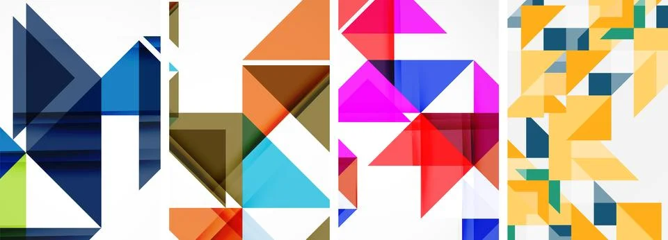 Set of abstract random triangle composition backgrounds. Vector illustration for イラスト素材