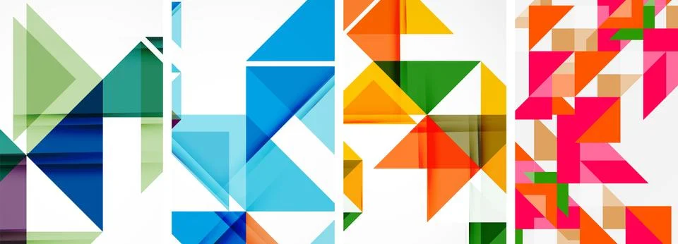 Set of abstract random triangle composition backgrounds. Vector illustration for Illustrazione stock