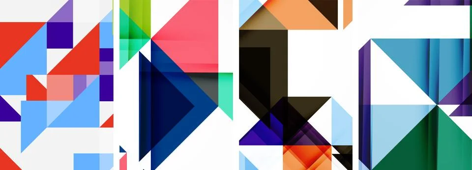 Set of abstract random triangle composition backgrounds. Vector illustration for Illustrazione stock