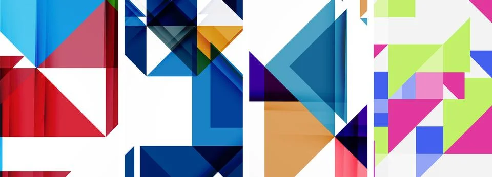 Set of abstract random triangle composition backgrounds. Vector illustration for イラスト素材