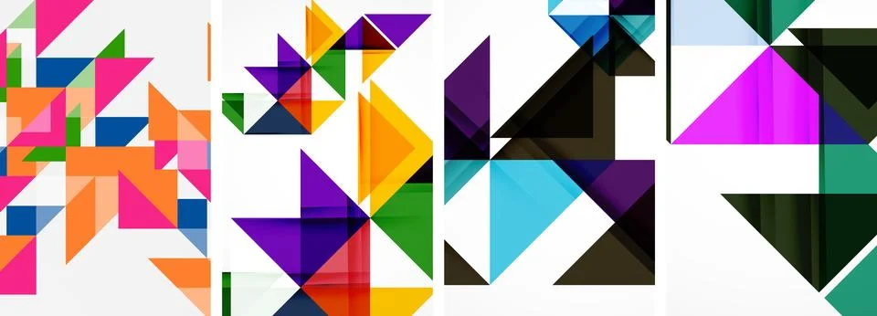 Set of abstract random triangle composition backgrounds. Vector illustration for イラスト素材