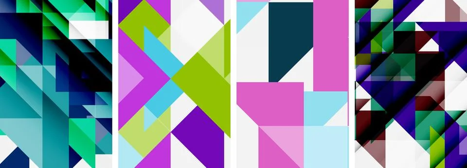 Set of abstract random triangle composition backgrounds. Vector illustration for Illustrazione stock