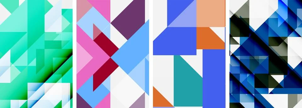 Set of abstract random triangle composition backgrounds. Vector illustration for Illustrazione stock