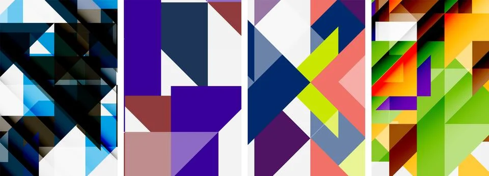 Set of abstract random triangle composition backgrounds. Vector illustration for Illustrazione stock