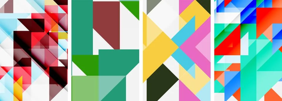 Set of abstract random triangle composition backgrounds. Vector illustration for Illustrazione stock