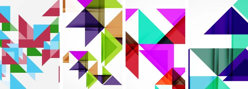 Set of abstract random triangle composition backgrounds. Vector illustration for Stock Illustration
