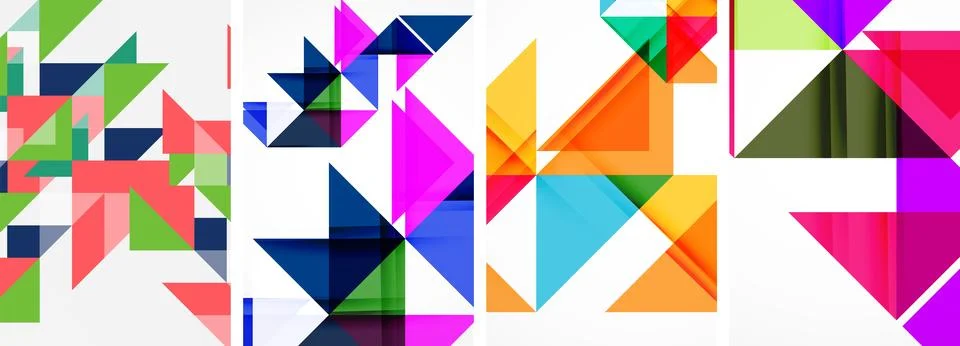 Set of abstract random triangle composition backgrounds. Vector illustration for Illustrazione stock