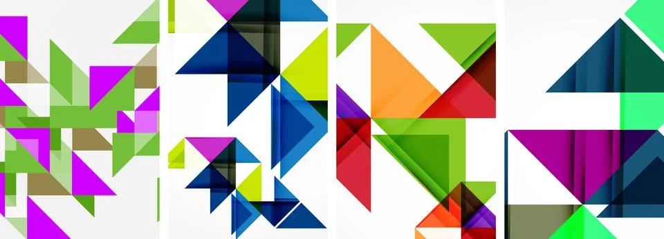 Set of abstract random triangle composition backgrounds. Vector illustration for Stock Illustration