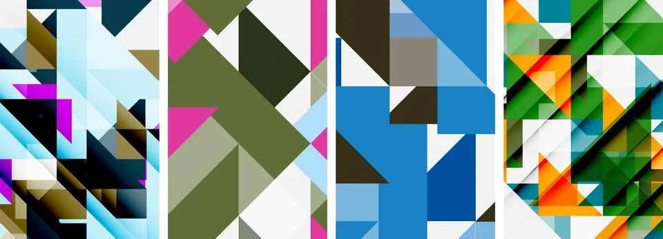 Set of abstract random triangle composition backgrounds. Vector illustration for Stockillustratie
