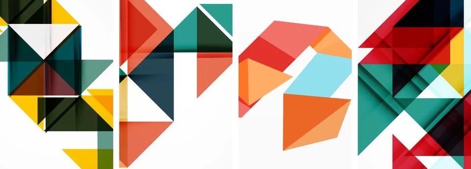 Set of abstract random triangle composition backgrounds. Vector illustration for Illustrazione stock