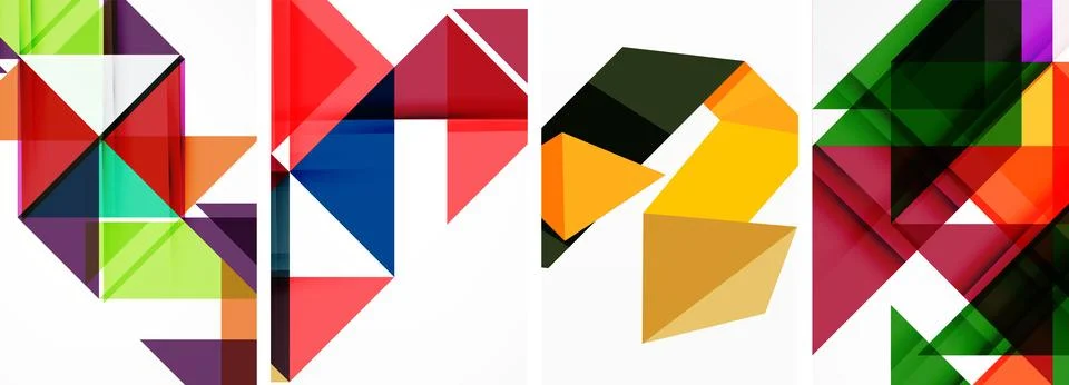 Set of abstract random triangle composition backgrounds. Vector illustration for Illustrazione stock