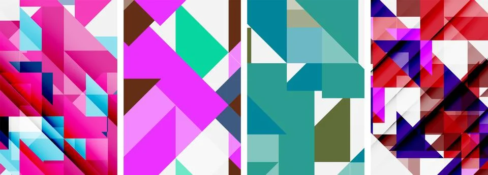 Set of abstract random triangle composition backgrounds. Vector illustration for Illustrazione stock