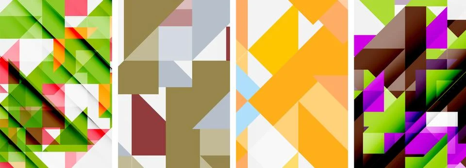 Set of abstract random triangle composition backgrounds. Vector illustration for Stock Illustration