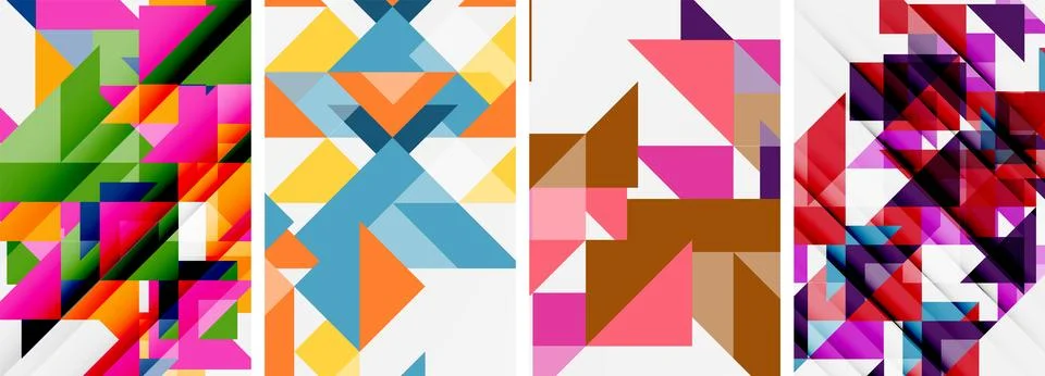 Set of abstract random triangle composition backgrounds. Vector illustration for Stock Illustration