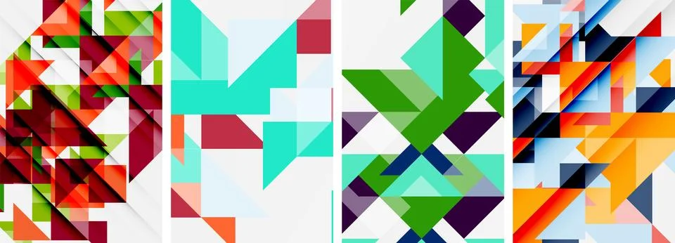 Set of abstract random triangle composition backgrounds. Vector illustration for Illustrazione stock