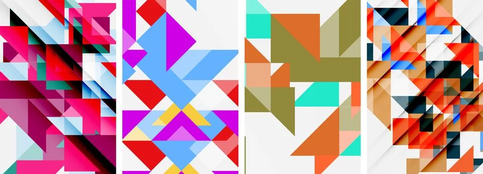 Set of abstract random triangle composition backgrounds. Vector illustration for Illustrazione stock