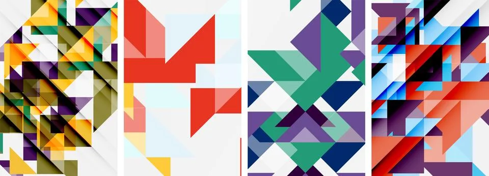 Set of abstract random triangle composition backgrounds. Vector illustration for Illustrazione stock