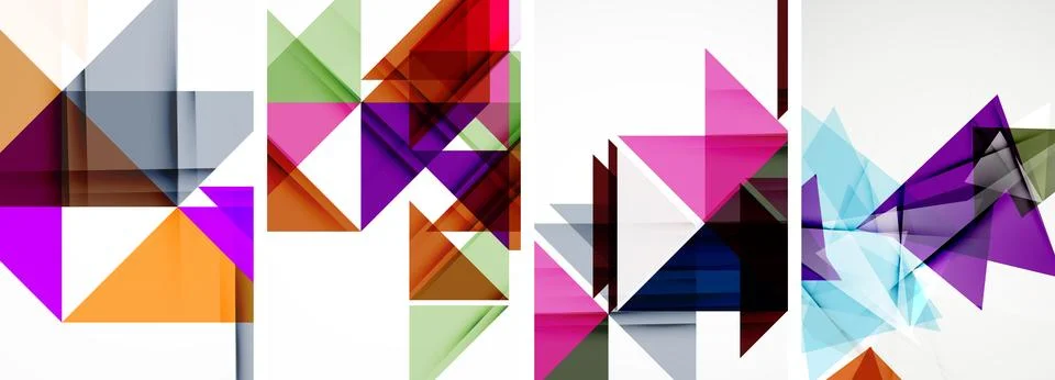 Set of abstract random triangle composition backgrounds. Vector illustration for Illustrazione stock