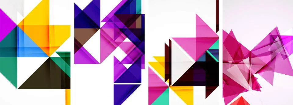 Set of abstract random triangle composition backgrounds. Vector illustration for 스톡 일러스트