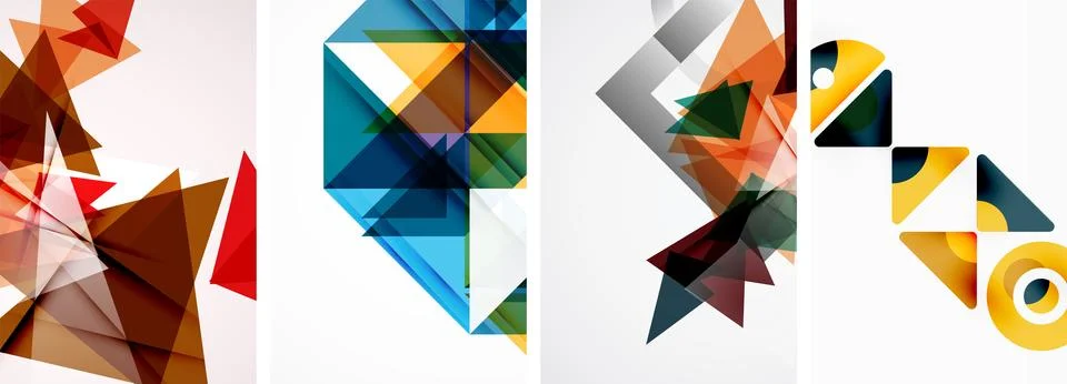 Set of abstract random triangle composition backgrounds. Vector illustration for 스톡 일러스트