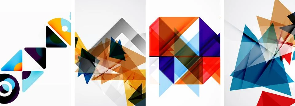 Set of abstract random triangle composition backgrounds. Vector illustration for 스톡 일러스트
