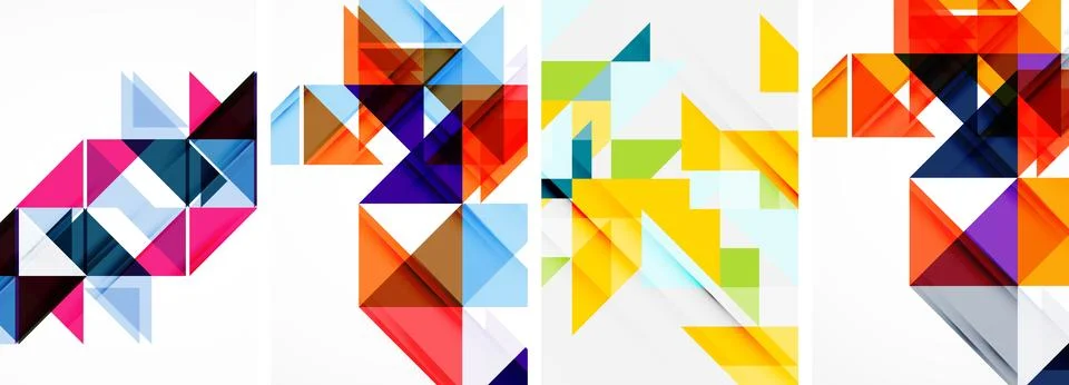 Set of abstract random triangle composition backgrounds. Vector illustration for Stock Illustration