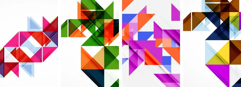 Set of abstract random triangle composition backgrounds. Vector illustration for Stock Illustration
