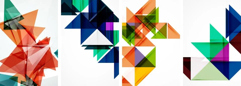 Set of abstract random triangle composition backgrounds. Vector illustration for Stock Illustration