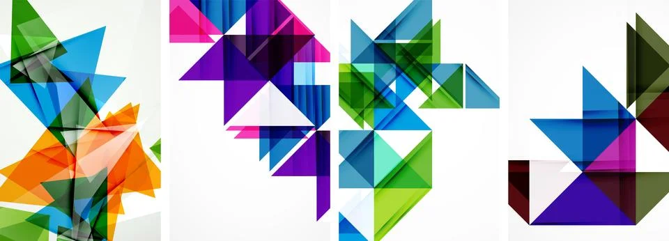 Set of abstract random triangle composition backgrounds. Vector illustration for Stock Illustration