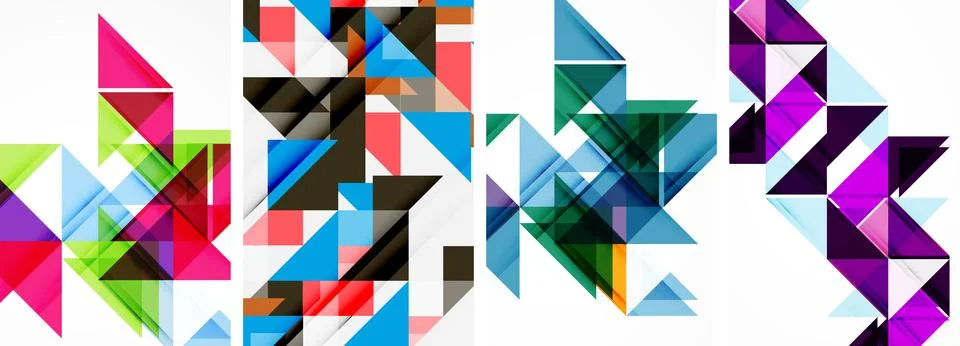 Set of abstract random triangle composition backgrounds. Vector illustration for Illustrazione stock