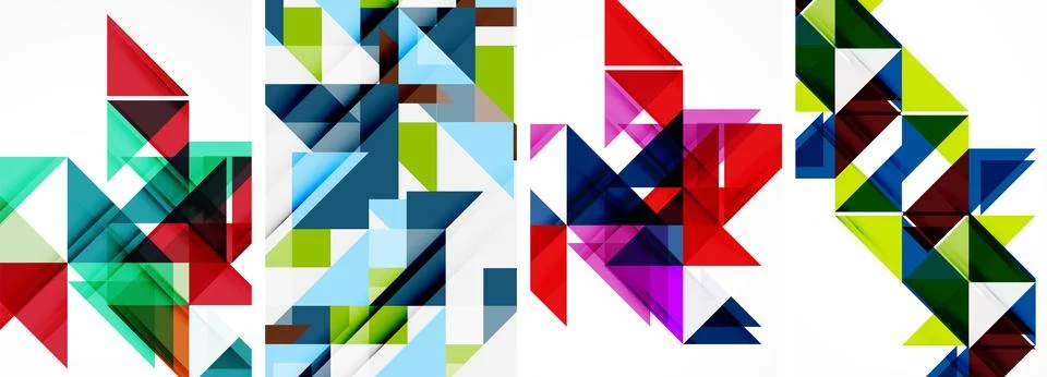 Set of abstract random triangle composition backgrounds. Vector illustration for イラスト素材