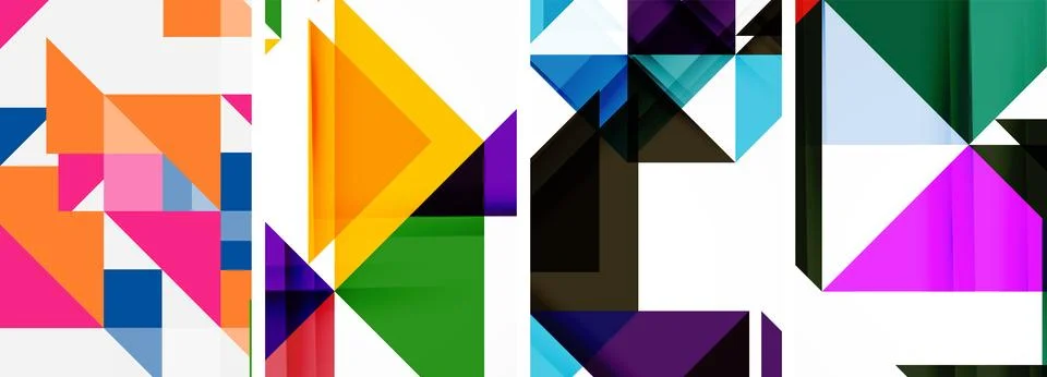 Set of abstract random triangle composition backgrounds. Vector illustration for Illustrazione stock