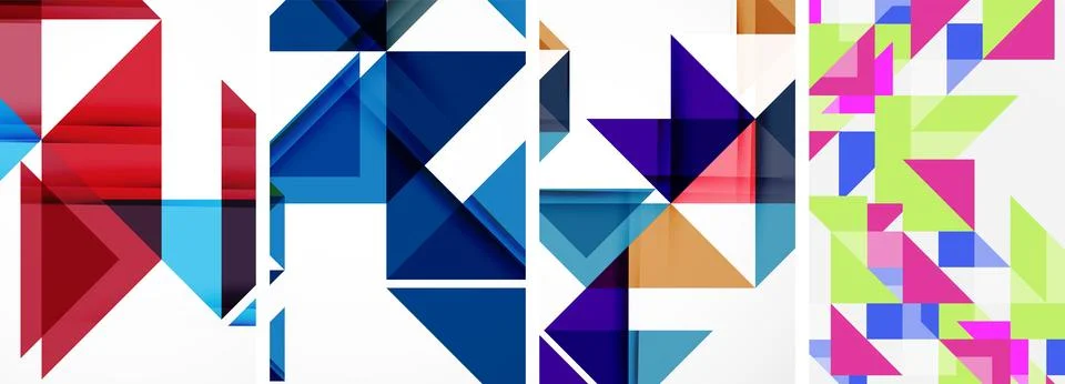 Set of abstract random triangle composition backgrounds. Vector illustration for Stock Illustration